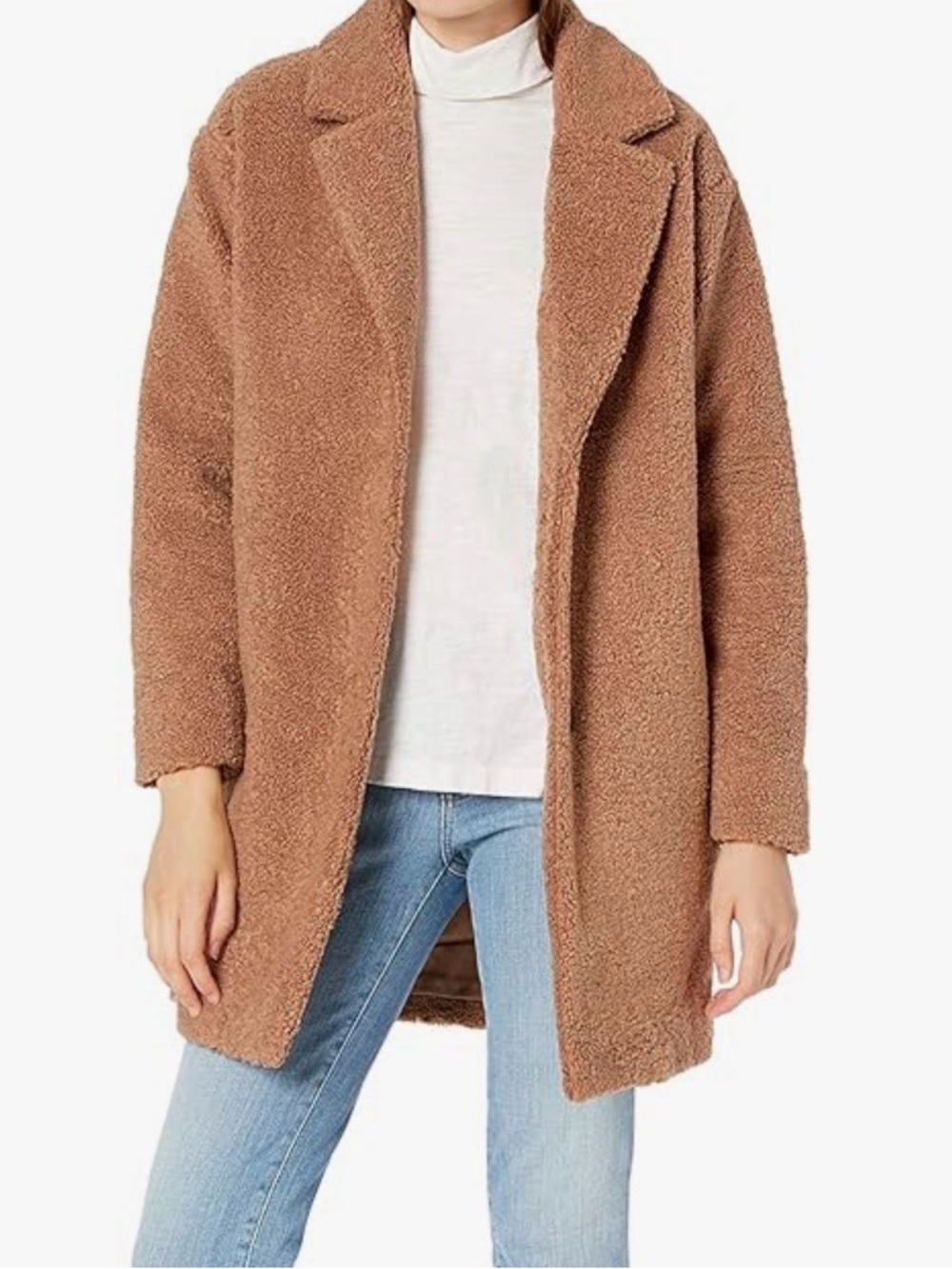 Women's Teddy Bear Fleece Oversized-Fit Lapel Jacket Size SM